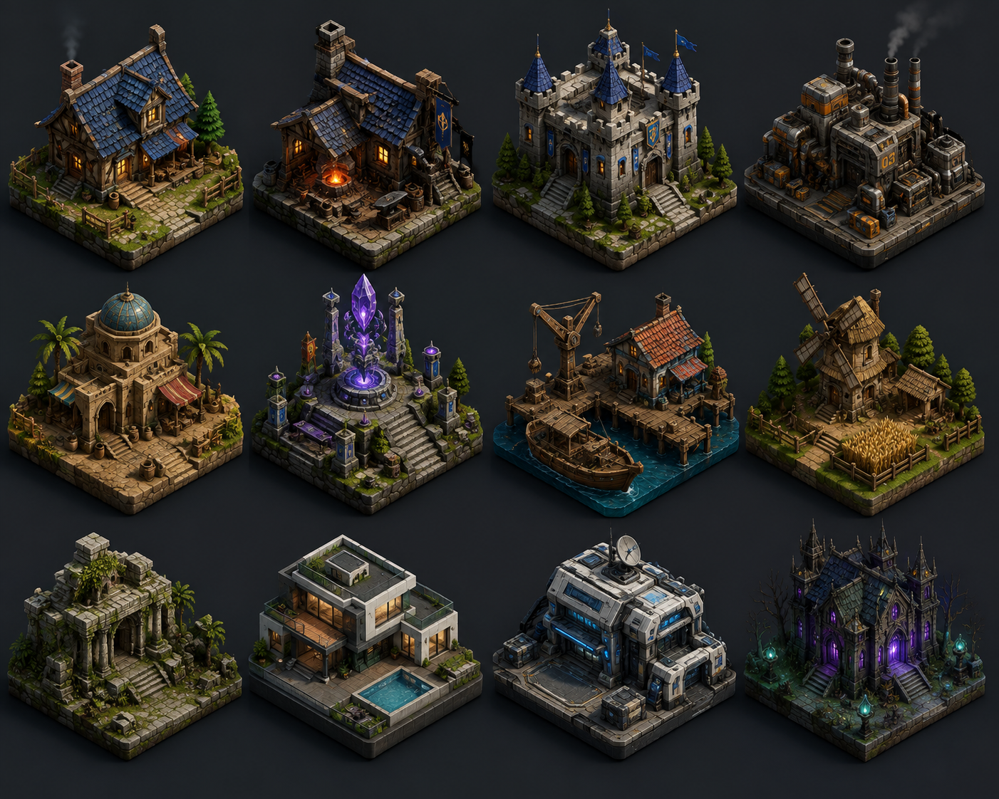 Isometric Building Dioramas