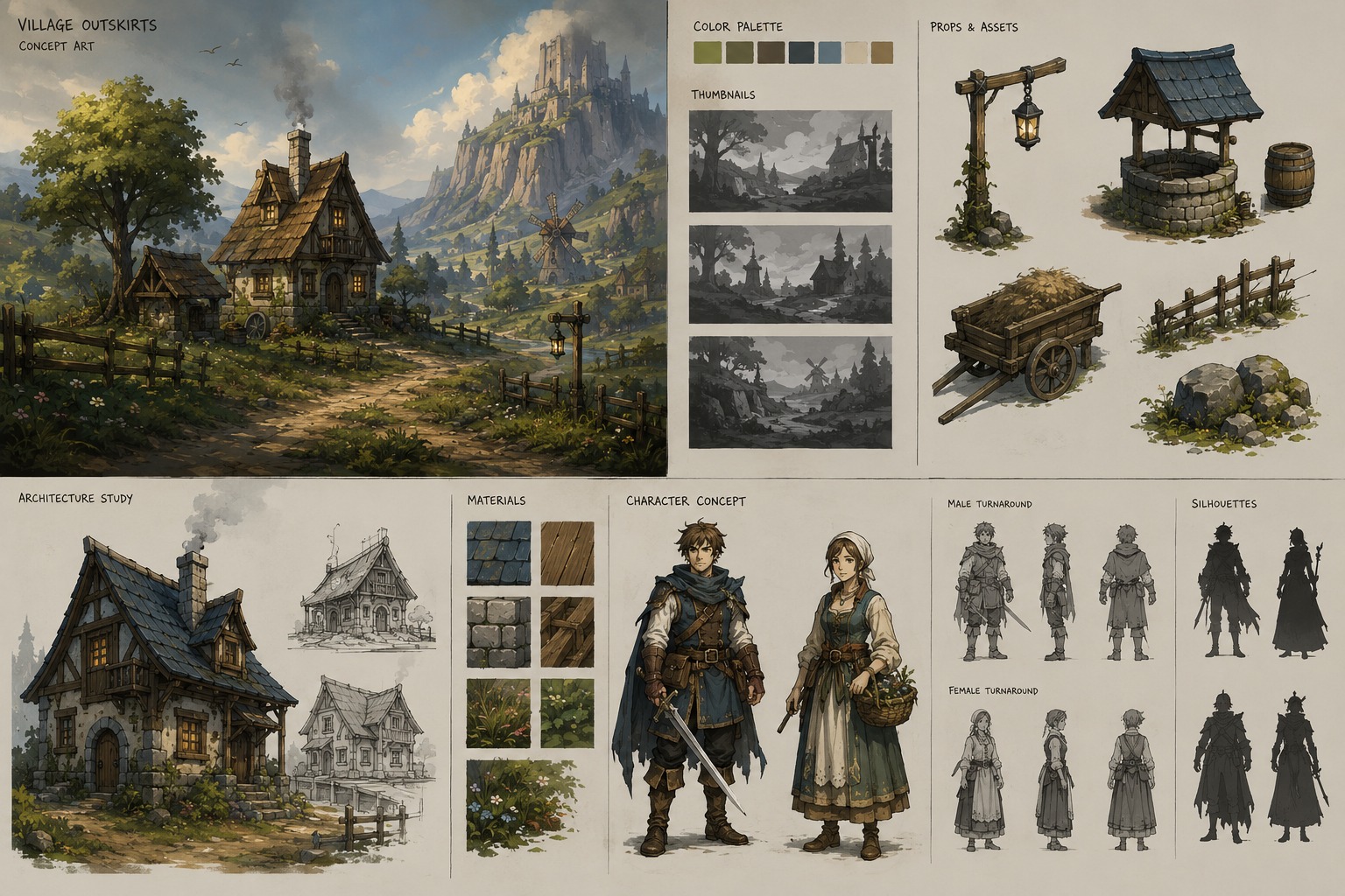 Village Outskirts — Concept Sheet — 3D model by Amir Ali Tavakol